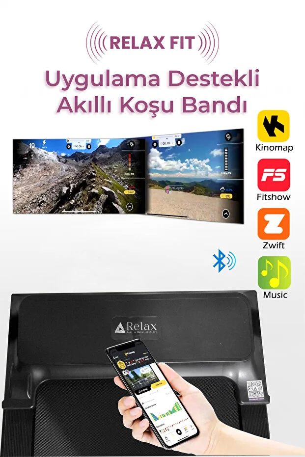 Relax Bluetooth Bağlantılı Hidrolik Katlanabilir 145 kg Yürüme ve Koşu Bandı 2 Yıl Garantili RL-920